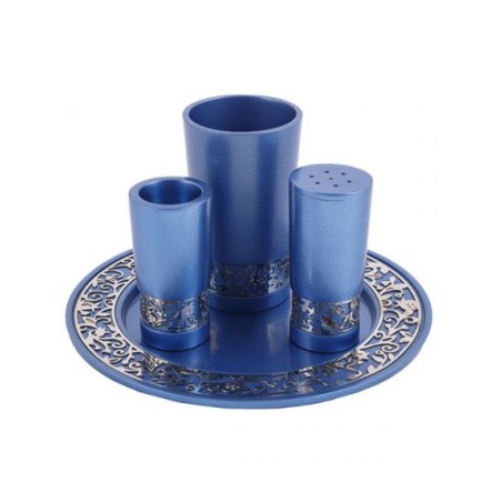 Yair Emanuel Aluminum Havdalah Set with Silver Pome... | Havdalah Sets