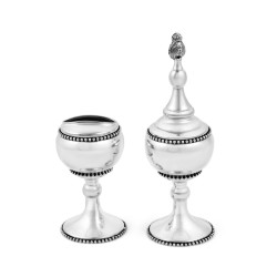Large Sterling Silver Havdalah Set Beaded Design | Havdalah Sets