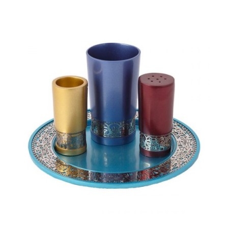 Yair Emanuel Aluminum Havdalah Set with Silver Jeru... | Havdalah Sets