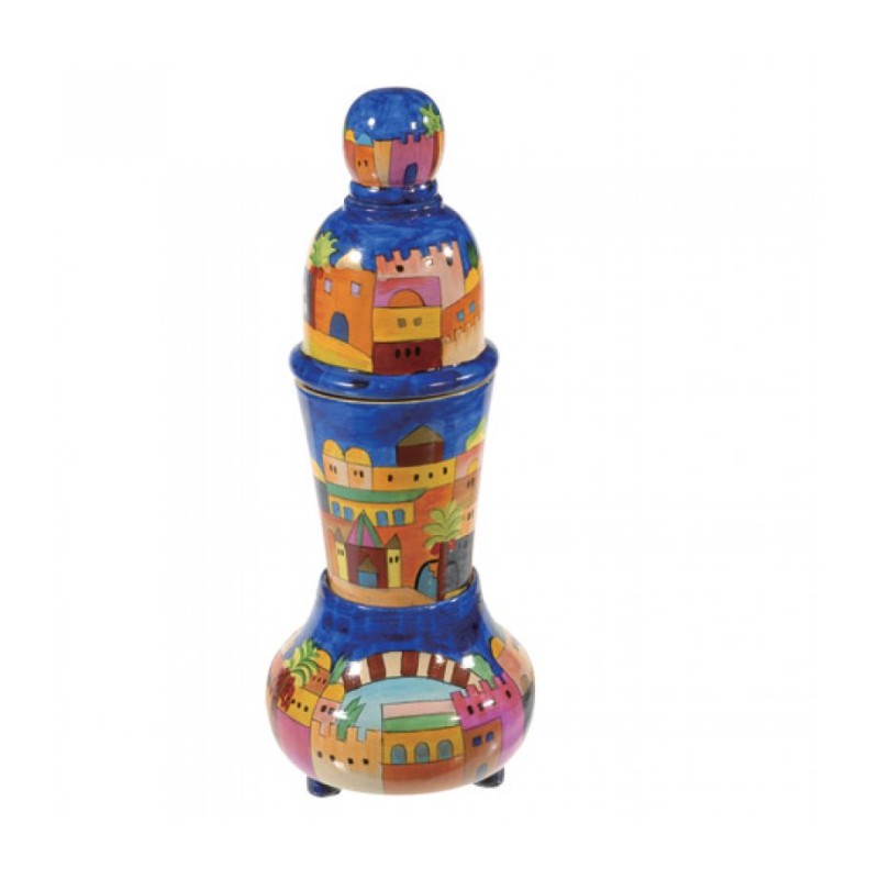 Yair Emanuel Hand Painted Compact Shabbat Candlesti... | Havdalah Sets