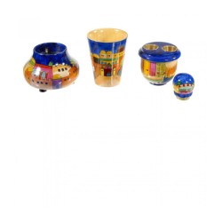 Yair Emanuel Hand Painted Compact Shabbat Candlesti... | Havdalah Sets