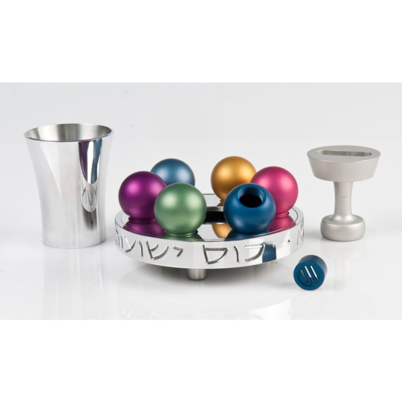 Agayof Shiny Multicolor Havdalah Set Bubbles | Havdalah Sets