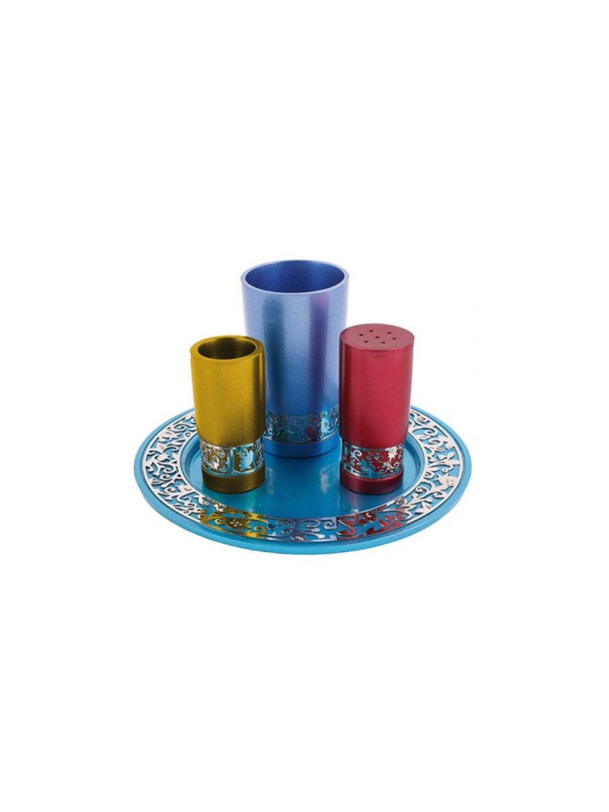 Yair Emanuel Aluminum Havdalah Set with Silver Pome... | Havdalah Sets