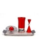 Agayof Aluminum Havdallah Set Modern Design Red | Havdalah Sets