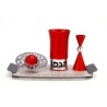 Agayof Aluminum Havdallah Set Modern Design Red | Havdalah Sets