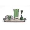 Agayof Aluminum Havdalah Set Modern Design Green | Havdalah Sets