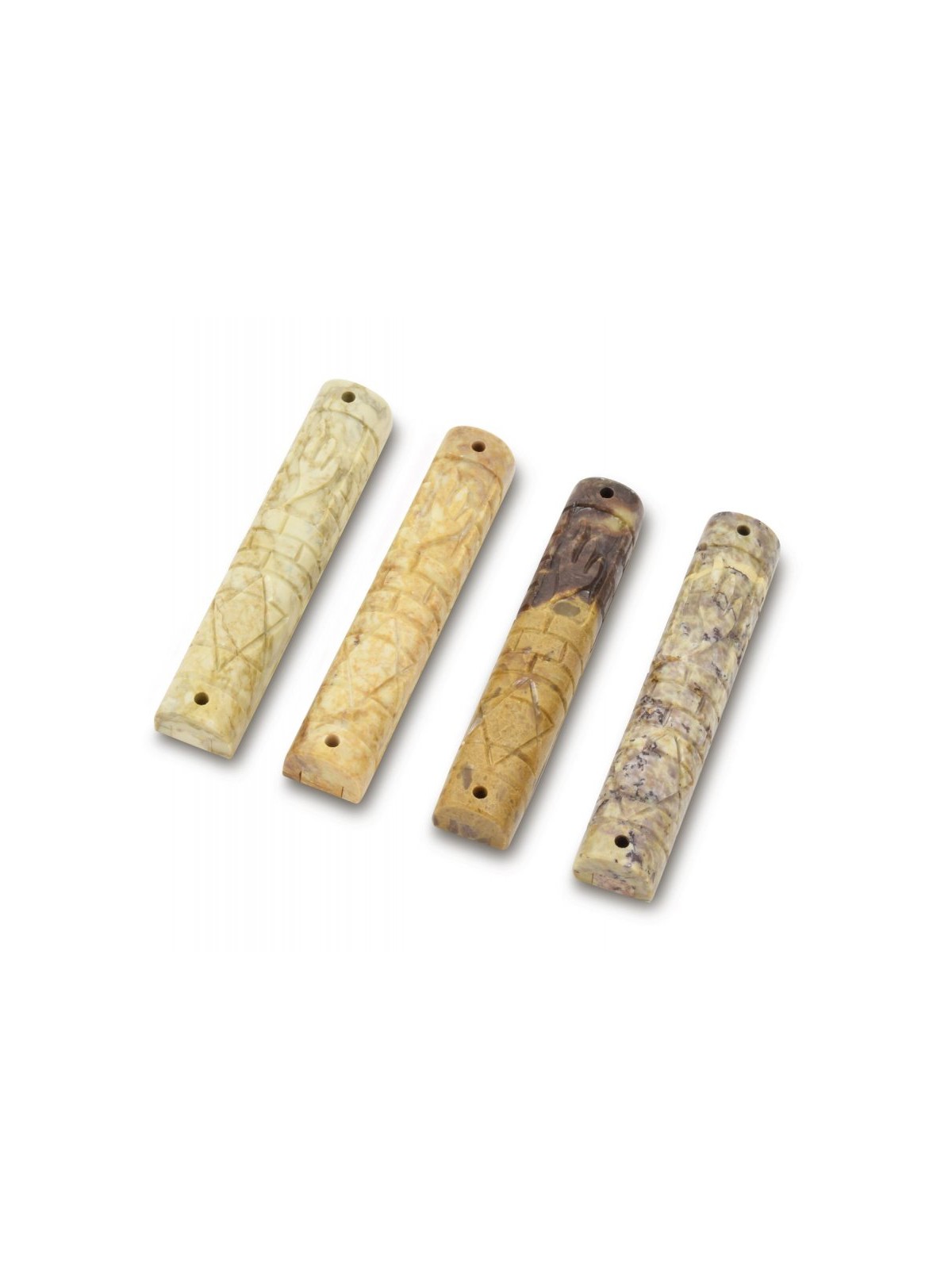 Jerusalem Stone Mezuzah Case Set of Four with Star ... | Stone Mezuzah