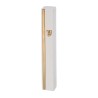 Smooth Stone Like White Mezuzah Case with Gold Stri... | Stone Mezuzah