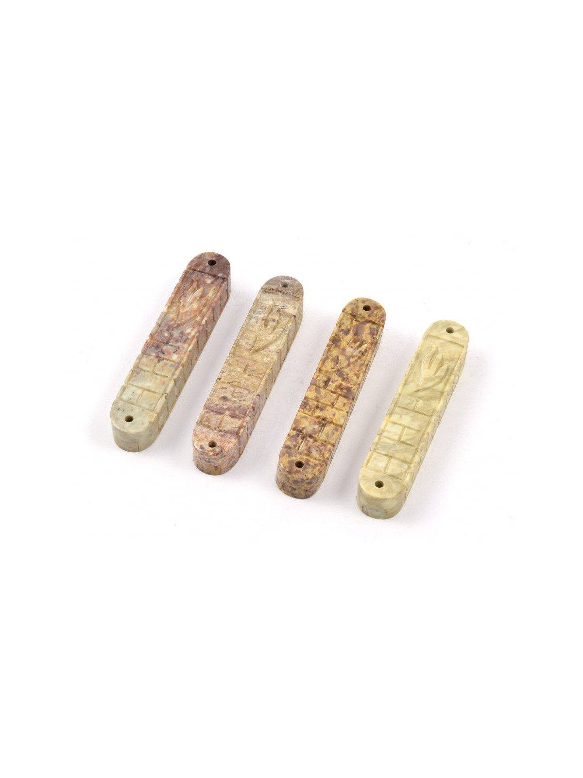 Jerusalem Stone Mezuzah Case Set of Four with Elong... | Stone Mezuzah