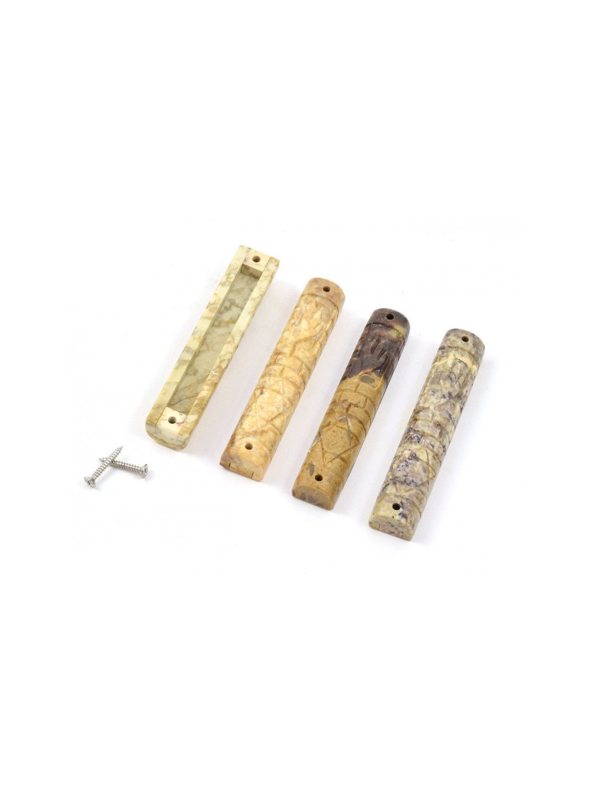 Jerusalem Stone Mezuzah Case Set of Four with Elong... | Stone Mezuzah
