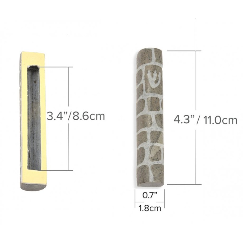 Jerusalem Stone Mezuzah Case with Western Wall Imag... | Stone Mezuzah