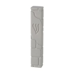 Off White Polyresin Mezuzah Case with Western Wall ... | Stone Mezuzah