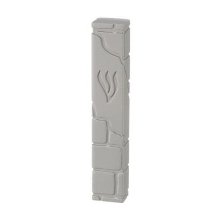 Off White Polyresin Mezuzah Case with Western Wall ... | Stone Mezuzah