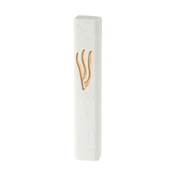 White Marble Polyresin Mezuzah Case Decorative Gold... | Stone Mezuzah