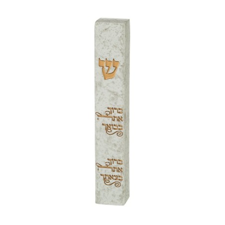 Off White Polyresin Mezuzah Case Arrival Departure ... | Stone Mezuzah