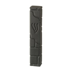 Black Polyresin Mezuzah Case Western Wall Brick Des... | Stone Mezuzah