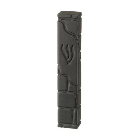 Black Polyresin Mezuzah Case Western Wall Brick Des... | Stone Mezuzah