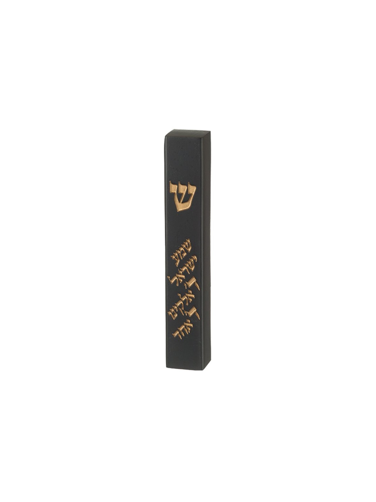 Black Polyresin Mezuzah Case Shema Yisrael Prayer W... | Stone Mezuzah