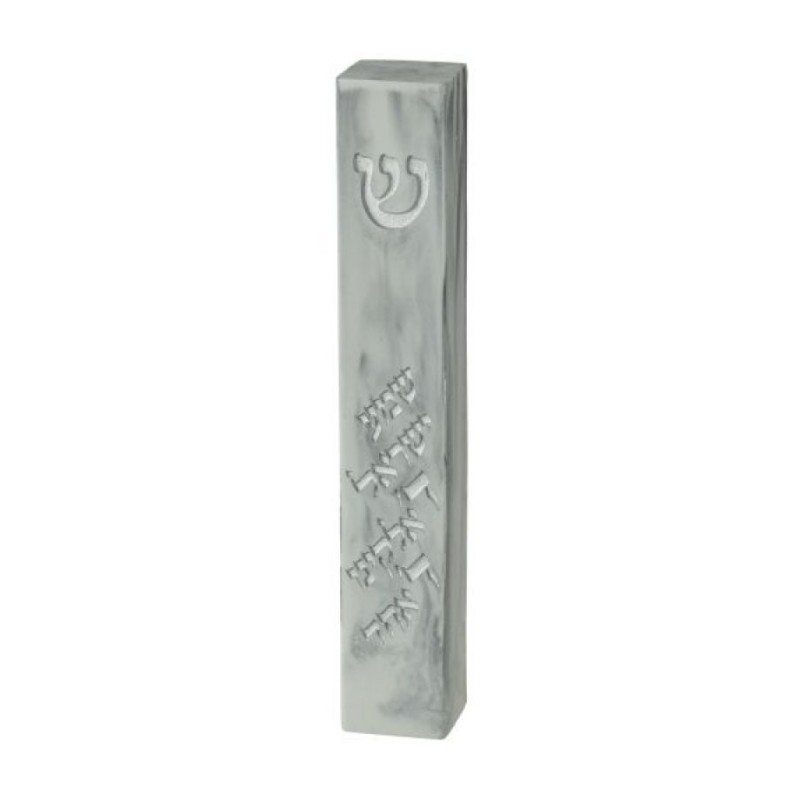 Gray Polyresin Marble Design Mezuzah Case Shema Pra... | Stone Mezuzah