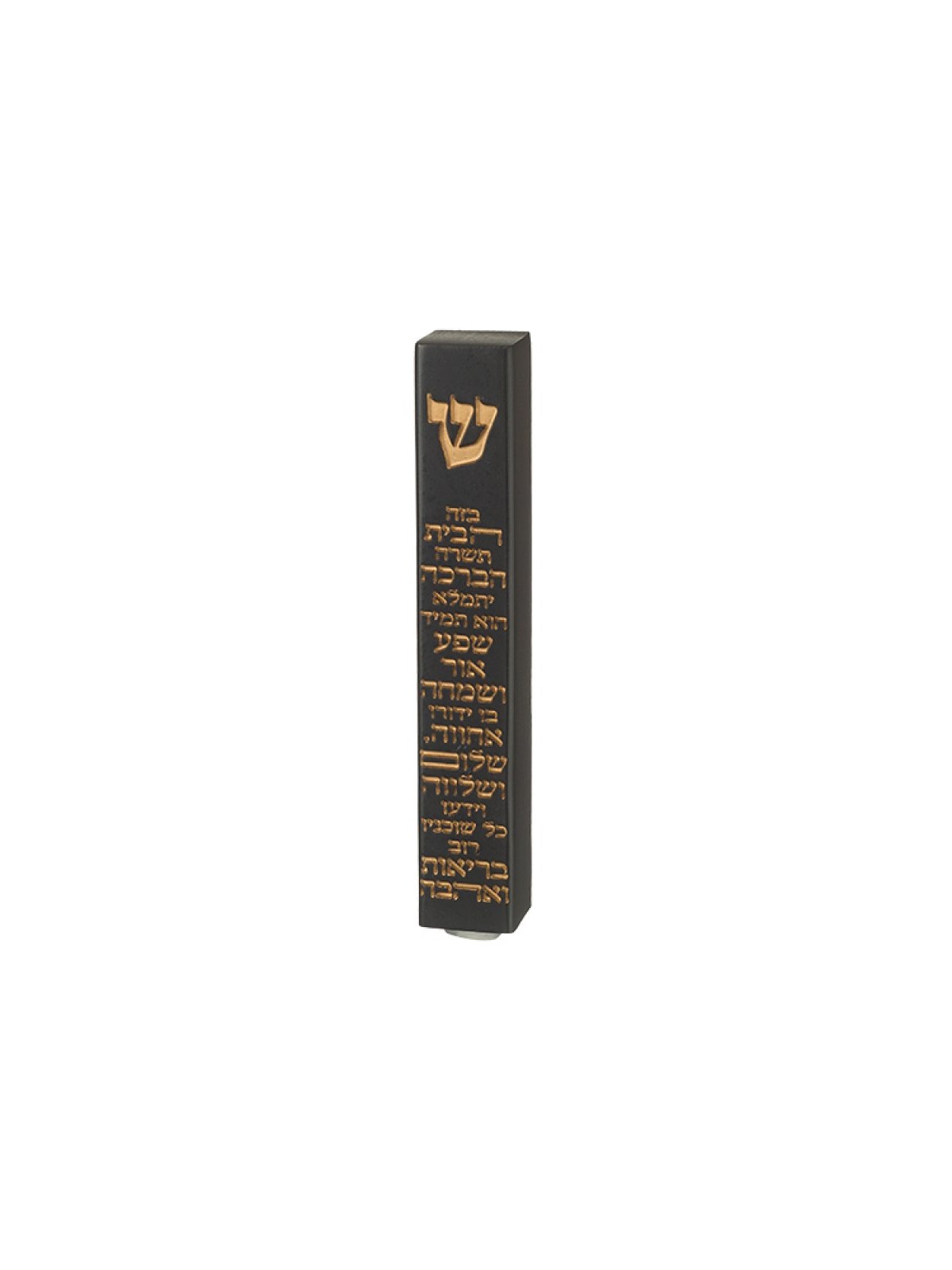 Black Polyresin Mezuzah Case Gleaming Gold Hebrew H... | Stone Mezuzah
