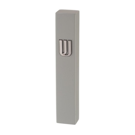 Gray Polyresin Mezuzah Case with Stone Effect Silve... | Stone Mezuzah