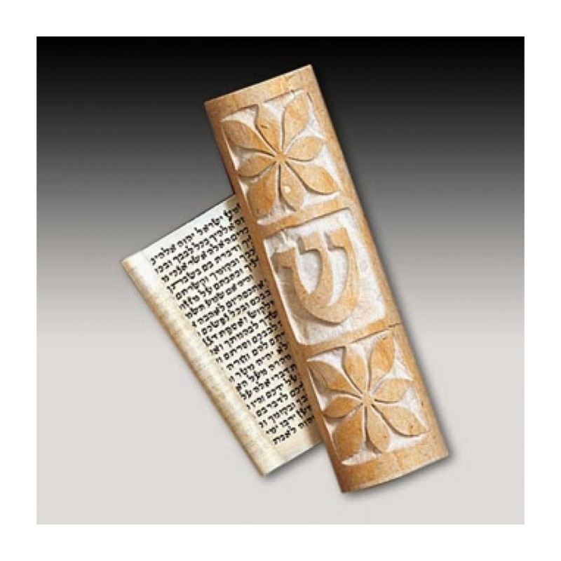 Caesarea Arts Jerusalem Stone Mezuzah Case Coronet | Stone Mezuzah