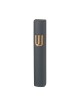 Rounded Dark Gray Polyresin Mezuzah Case %96 Gold Shin | Stone Mezuzah