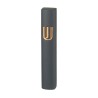 Rounded Dark Gray Polyresin Mezuzah Case %96 Gold Shin | Stone Mezuzah