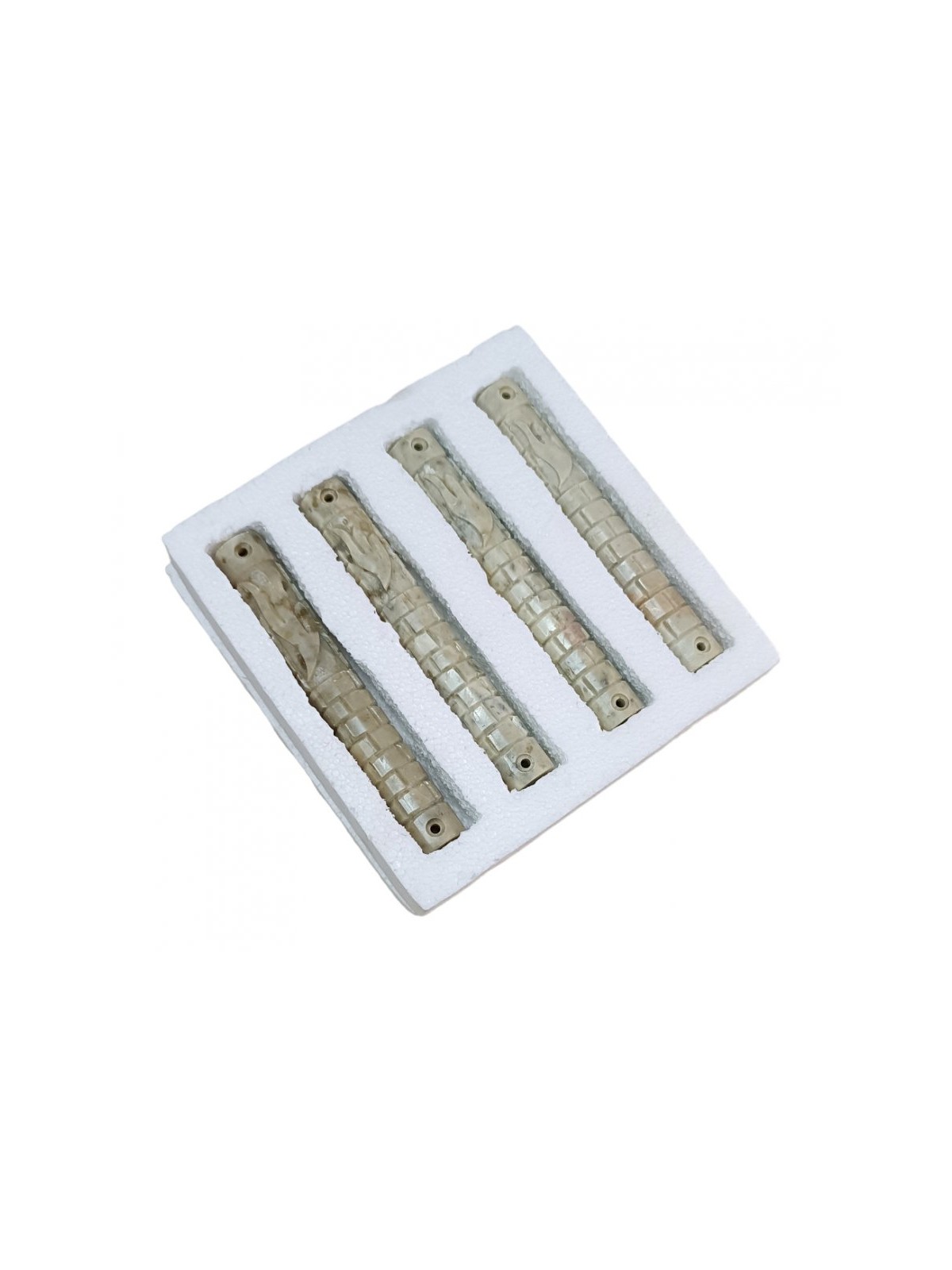 Jerusalem Stone Round Mezuzah Case Set of 4 with We... | Stone Mezuzah