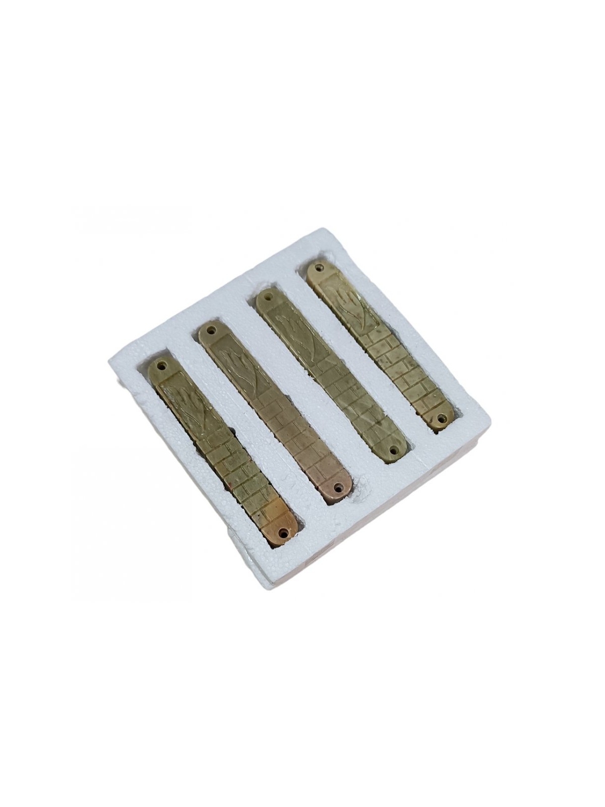 Jerusalem Stone Flat Mezuzah Case Set of Four with ... | Stone Mezuzah