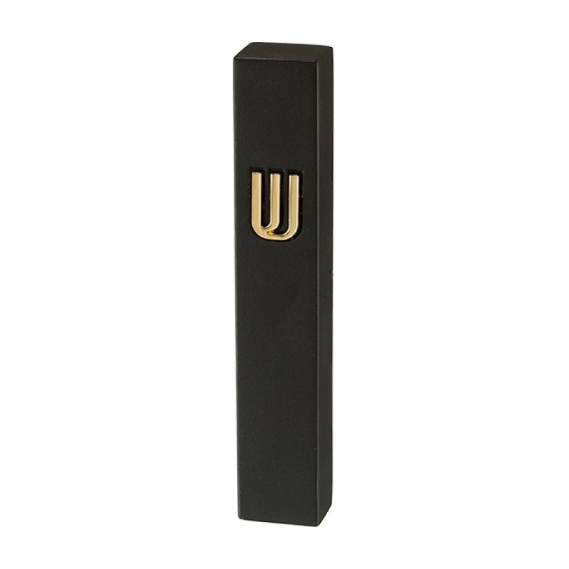 Black Polyresin Mezuzah Case with Stone Effect Gold... | Stone Mezuzah