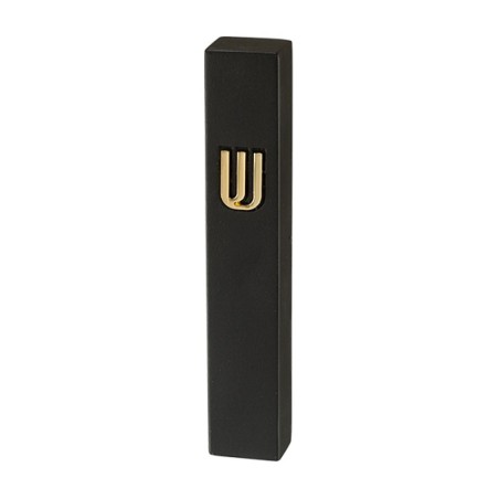 Black Polyresin Mezuzah Case with Stone Effect Gold... | Stone Mezuzah