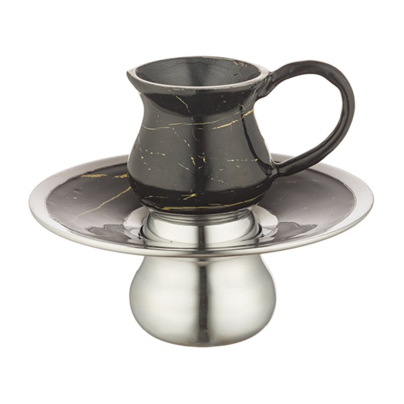 Two Piece Mayim Achronim Set Black with Gold Marbl... | Mayim Achronim