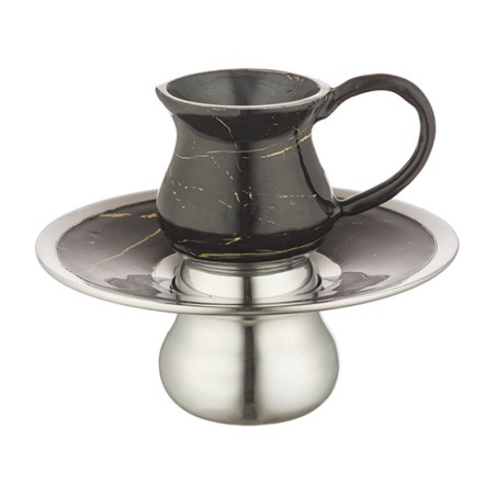 Two Piece Mayim Achronim Set Black with Gold Marbl... | Mayim Achronim