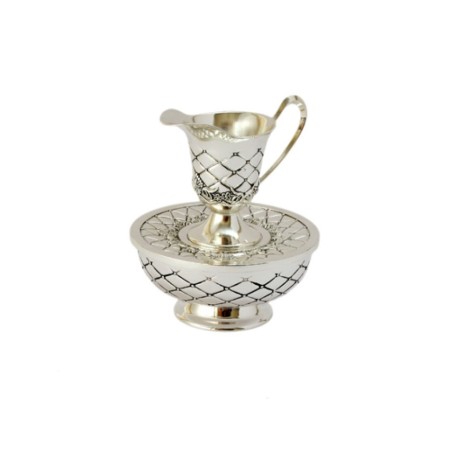 Three Piece Silver Plated Mayim Achronim Cup Bowl ... | Mayim Achronim