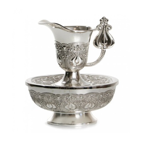 Silver Plated Pomegranate Mayim Achronim with Basi... | Mayim Achronim