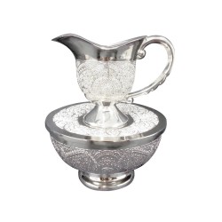 Three Piece Nickel Plated Mayim Achronim Set Filig... | Mayim Achronim