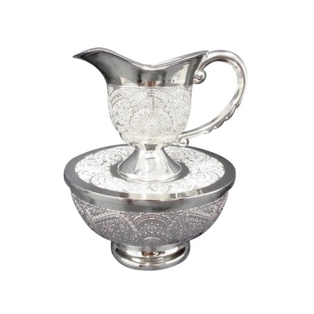 Three Piece Nickel Plated Mayim Achronim Set Filig... | Mayim Achronim