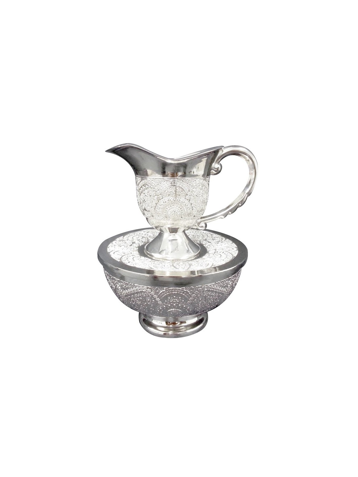 Three Piece Nickel Plated Mayim Achronim Set Filig... | Mayim Achronim