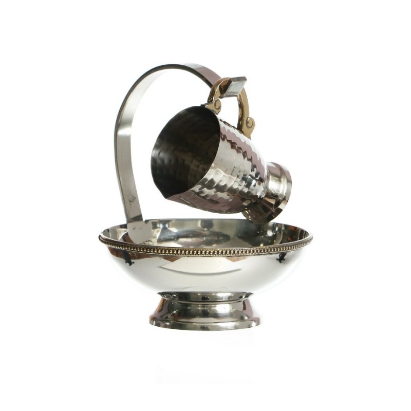 Silver Plated Two Tone Mayim Achronim Set Hammered... | Mayim Achronim