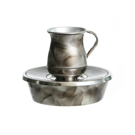 Mayim Achronim 3 Piece Set Jug Bowl and Lid in Bla... | Mayim Achronim