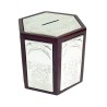 Silver Plated Hexagonal Wooden Tzedakah box | Tzedakah boxes