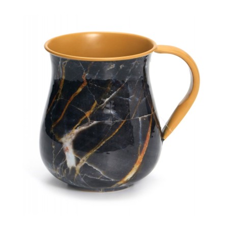 Stainless Steel Black and Gold Marble Design Wash Cup | Wash Cups