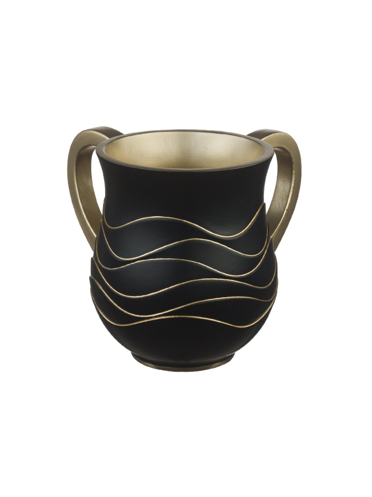 Polyresin Netilat Yadayim Wash Cup Black and Gold Wave ... | Wash Cups