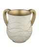 Polyresin Netilat Yadayim Wash Cup Ivory and Gold Wave ... | Wash Cups