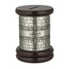 Round Brown Wood Charity Box with Metal Plate Depi... | Tzedakah boxes