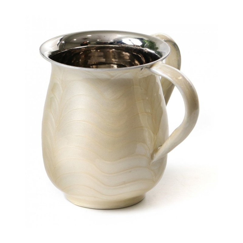 Stainless Steel Netilat Yadayim Wash Cup Wave Design Beige | Wash Cups