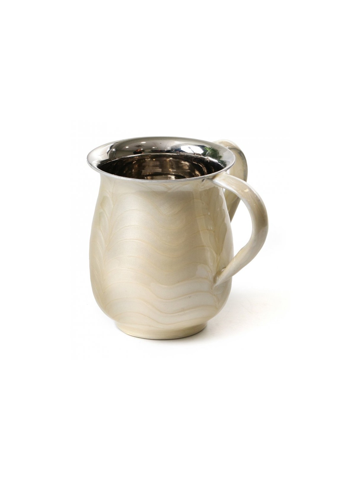 Stainless Steel Netilat Yadayim Wash Cup Wave Design Beige | Wash Cups