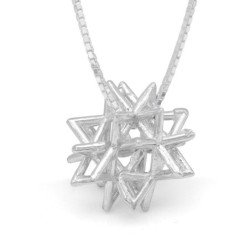 Sterling Silver Merkaba Star of David Kabbalah Necklace