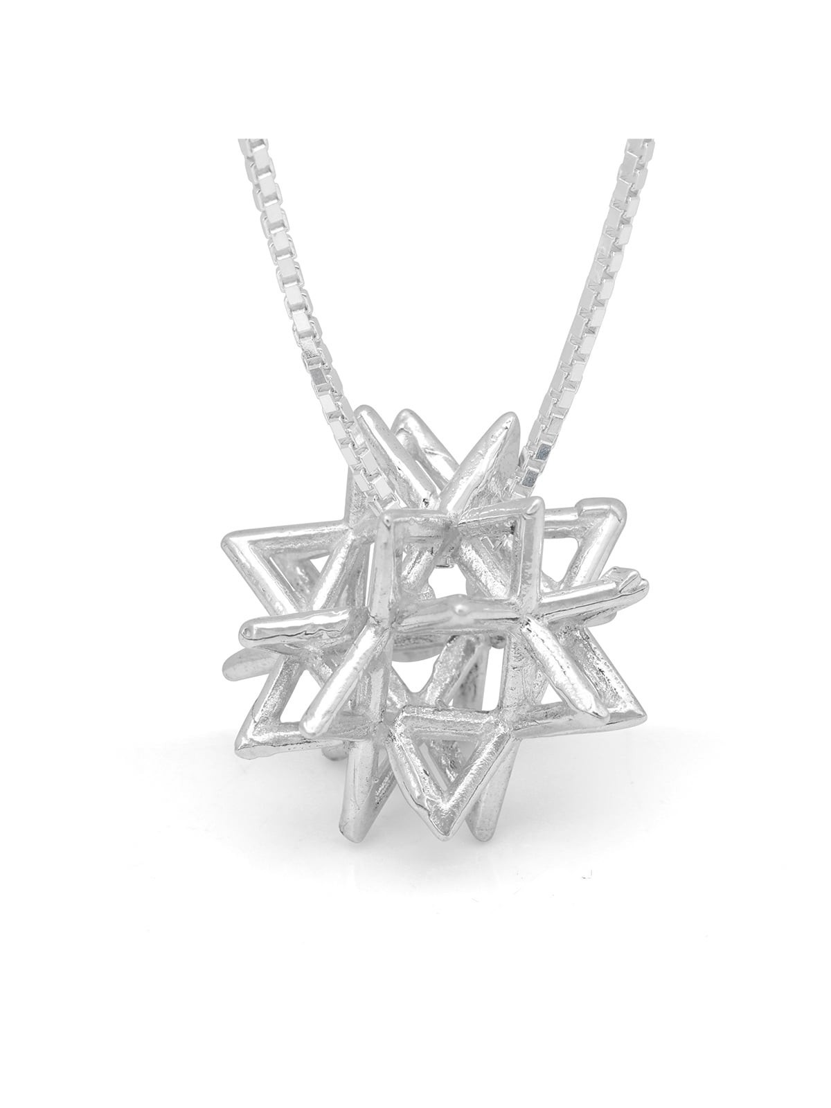 Sterling Silver Merkaba Star of David Kabbalah Necklace